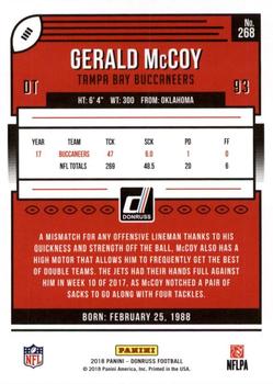 2018 Donruss - Press Proof Black #268 Gerald McCoy Back