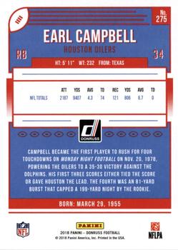 2018 Donruss - Press Proof Black #275 Earl Campbell Back