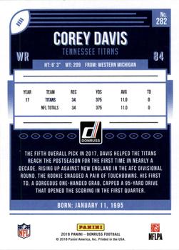 2018 Donruss - Press Proof Black #282 Corey Davis Back