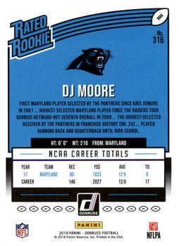 2018 Donruss - Press Proof Black #316 DJ Moore Back