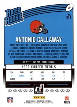 2018 Donruss - Press Proof Black #341 Antonio Callaway Back