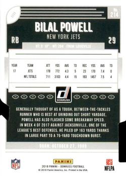 2018 Donruss - Press Proof Black Die Cut #214 Bilal Powell Back