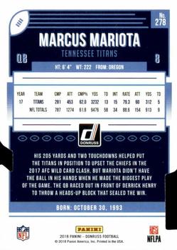 2018 Donruss - Press Proof Black Die Cut #278 Marcus Mariota Back