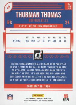 2018 Donruss - Press Proof Blue #32 Thurman Thomas Back