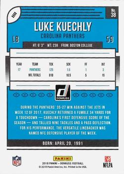2018 Donruss - Press Proof Blue #38 Luke Kuechly Back