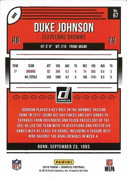 2018 Donruss - Press Proof Blue #67 Duke Johnson Back