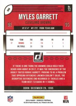 2018 Donruss - Press Proof Blue #72 Myles Garrett Back