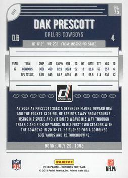 2018 Donruss - Press Proof Blue #75 Dak Prescott Back