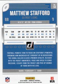 2018 Donruss - Press Proof Blue #94 Matthew Stafford Back