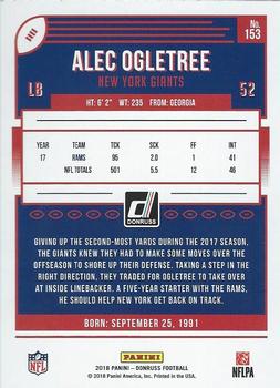 2018 Donruss - Press Proof Blue #153 Alec Ogletree Back