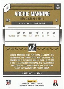 2018 Donruss - Press Proof Blue #200 Archie Manning Back