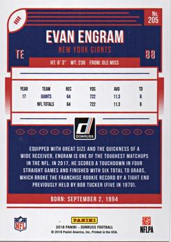 2018 Donruss - Press Proof Blue #205 Evan Engram Back