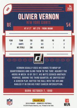 2018 Donruss - Press Proof Blue #206 Olivier Vernon Back