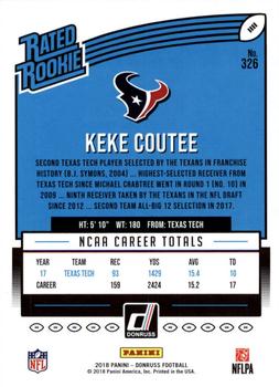 2018 Donruss - Press Proof Blue #326 Keke Coutee Back