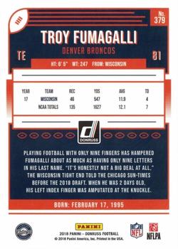 2018 Donruss - Press Proof Blue #379 Troy Fumagalli Back