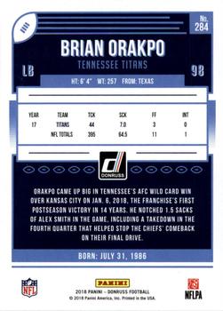 2018 Donruss - Press Proof Gold #284 Brian Orakpo Back