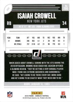 2018 Donruss - Press Proof Gold #299 Isaiah Crowell Back