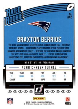 2018 Donruss - Press Proof Gold #342 Braxton Berrios Back