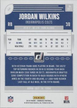2018 Donruss - Press Proof Gold #381 Jordan Wilkins Back