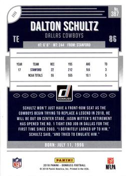 2018 Donruss - Press Proof Gold #387 Dalton Schultz Back