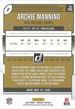 2018 Donruss - Press Proof Gold Die Cut #200 Archie Manning Back