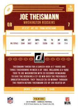2018 Donruss - Press Proof Green #294 Joe Theismann Back