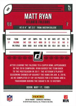 2018 Donruss - Press Proof Red #12 Matt Ryan Back