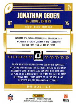 2018 Donruss - Press Proof Red #27 Jonathan Ogden Back