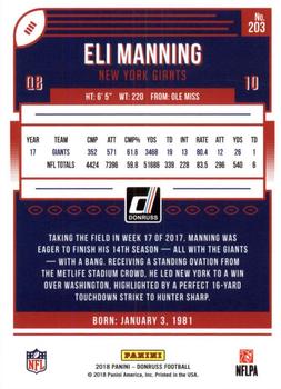 2018 Donruss - Press Proof Red #203 Eli Manning Back