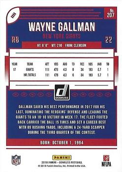 2018 Donruss - Press Proof Red #207 Wayne Gallman Back