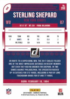 2018 Donruss - Press Proof Red #208 Sterling Shepard Back