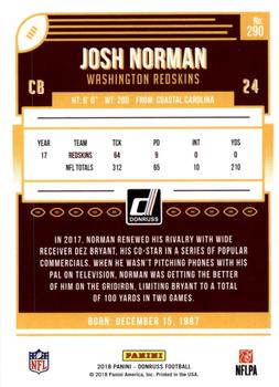 2018 Donruss - Press Proof Red #290 Josh Norman Back