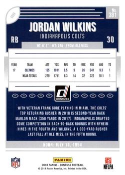 2018 Donruss - Press Proof Red #381 Jordan Wilkins Back