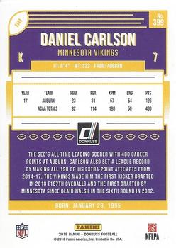 2018 Donruss - Press Proof Red #399 Daniel Carlson Back