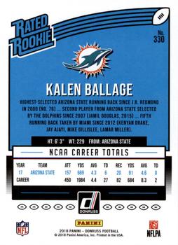 2018 Donruss - Press Proof Silver #330 Kalen Ballage Back