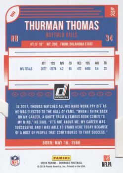 2018 Donruss - Press Proof Silver Die Cut #32 Thurman Thomas Back