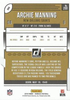 2018 Donruss - Press Proof Silver Die Cut #200 Archie Manning Back
