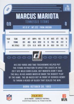 2018 Donruss - Press Proof Silver Die Cut #278 Marcus Mariota Back