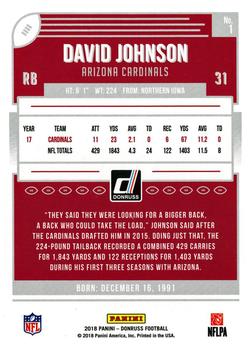 2018 Donruss - Season Stat Line #1 David Johnson Back