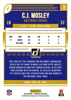 2018 Donruss - Season Stat Line #23 C.J. Mosley Back