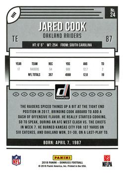 2018 Donruss - Season Stat Line #24 Jared Cook Back