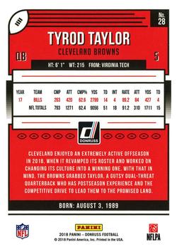 2018 Donruss - Season Stat Line #28 Tyrod Taylor Back