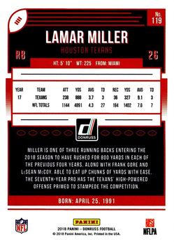 2018 Donruss - Season Stat Line #119 Lamar Miller Back