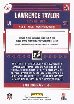 2018 Donruss - Season Stat Line #209 Lawrence Taylor Back