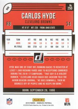2018 Donruss - Season Stat Line #250 Carlos Hyde Back