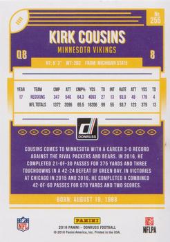 2018 Donruss - Season Stat Line #255 Kirk Cousins Back
