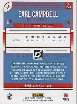 2018 Donruss - Season Stat Line #275 Earl Campbell Back