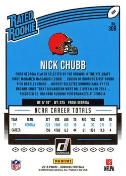 2018 Donruss - Season Stat Line #308 Nick Chubb Back