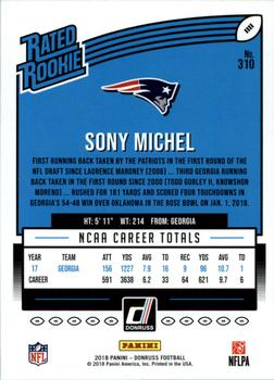 2018 Donruss - Season Stat Line #310 Sony Michel Back