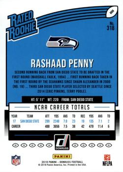 2018 Donruss - Season Stat Line #318 Rashaad Penny Back